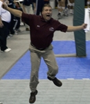 Morningside Head Coach Rick Pruett Celebrates Win Over #1 Fresno Pacific